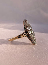 Load image into Gallery viewer, Antique 14k Old Cut Diamond Navette Cluster Ring