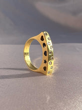 Load image into Gallery viewer, Vintage 14k Diamond Dot Heart Star Moon Ring