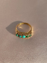 Load image into Gallery viewer, Antique 18k Turquoise Diamond Boat Ring 1899