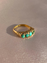 Load image into Gallery viewer, Antique 18k Turquoise Diamond Boat Ring 1899