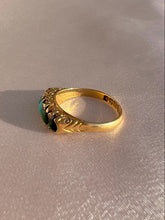 Load image into Gallery viewer, Antique 18k Turquoise Diamond Boat Ring 1899