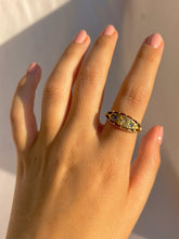 Load image into Gallery viewer, Antique 18k Diamond Sapphire Floating Starburst Gypsy Ring 1914