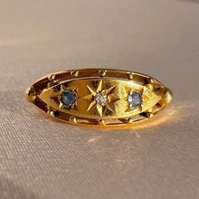 Load image into Gallery viewer, Antique 18k Diamond Sapphire Floating Starburst Gypsy Ring 1914