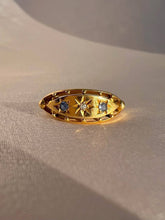 Load image into Gallery viewer, Antique 18k Diamond Sapphire Floating Starburst Gypsy Ring 1914