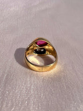 Load image into Gallery viewer, Vintage 14k Synth Ruby Diamond Ring 1951