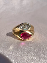 Load image into Gallery viewer, Vintage 14k Synth Ruby Diamond Ring 1951