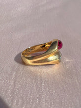 Load image into Gallery viewer, Vintage 14k Synth Ruby Diamond Ring 1951