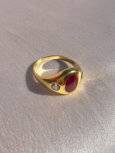Load image into Gallery viewer, Antique 14k Synth Ruby Diamond Gypsy Ring