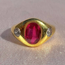 Load image into Gallery viewer, Antique 14k Synth Ruby Diamond Gypsy Ring