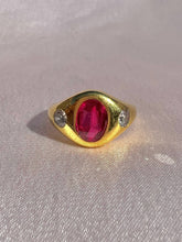 Load image into Gallery viewer, Antique 14k Synth Ruby Diamond Gypsy Ring