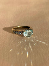 Load image into Gallery viewer, Vintage 9k Topaz Sapphire Oval Dress Ring