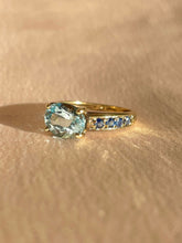 Load image into Gallery viewer, Vintage 9k Topaz Sapphire Oval Dress Ring