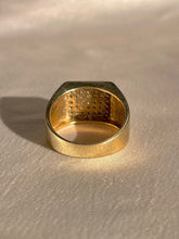 Load image into Gallery viewer, Vintage 9k Diamond Pave Square Signet Ring