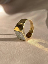 Load image into Gallery viewer, Vintage 9k Diamond Pave Square Signet Ring