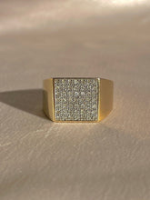Load image into Gallery viewer, Vintage 9k Diamond Pave Square Signet Ring