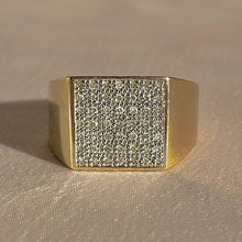 Load image into Gallery viewer, Vintage 9k Diamond Pave Square Signet Ring