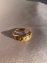 Load image into Gallery viewer, Antique 18k Diamond Sapphire Floating Starburst Gypsy Ring 1914