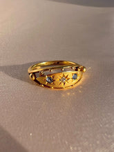 Load image into Gallery viewer, Antique 18k Diamond Sapphire Floating Starburst Gypsy Ring 1914