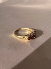 Load image into Gallery viewer, Vintage 9k Garnet Half Eternity Ring 1987