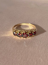 Load image into Gallery viewer, Vintage 9k Garnet Half Eternity Ring 1987