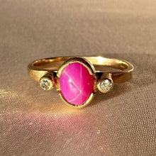 Load image into Gallery viewer, Vintage 10k Star Ruby Cabochon Diamond Ring