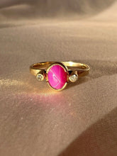 Load image into Gallery viewer, Vintage 10k Star Ruby Cabochon Diamond Ring