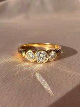 Load image into Gallery viewer, Vintage 18k Diamond Bezel Trilogy Ring