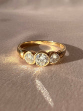 Load image into Gallery viewer, Vintage 18k Diamond Bezel Trilogy Ring
