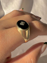 Load image into Gallery viewer, Vintage 10k Diamond Onyx Signet Ring