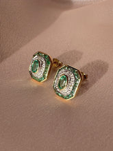 Load image into Gallery viewer, Emerald Diamond Deco Target Earrings
