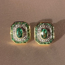 Load image into Gallery viewer, Emerald Diamond Deco Target Earrings