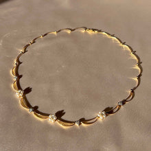 Load image into Gallery viewer, Vintage 14k Diamond Pearl Floral Heart Crescent Necklace