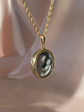 Load image into Gallery viewer, Vintage 10k Agate Diamond Mother Child Cameo Necklace