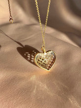 Load image into Gallery viewer, Vintage 14k Diamond Heart Lattice Pendant
