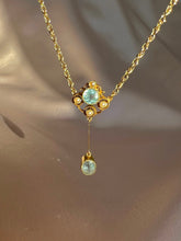 Load image into Gallery viewer, Antique 9k Aquamarine Pearl Edwardian Necklace