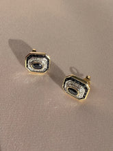 Load image into Gallery viewer, Midnight Sapphire Diamond Deco Target Earrings
