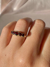 Load image into Gallery viewer, Vintage 9k Garnet Half Eternity Ring 1987