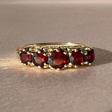 Load image into Gallery viewer, Vintage 9k Garnet Half Eternity Ring 1987