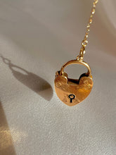Load image into Gallery viewer, Antique 15k Rose Gold Heart Padlock Charm Pendant 1904
