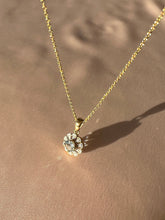 Load image into Gallery viewer, Vintage Aquamarine Diamond Flower Necklace