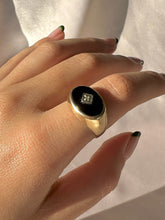 Load image into Gallery viewer, Vintage 10k Diamond Onyx Signet Ring