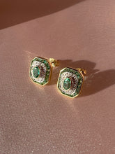 Load image into Gallery viewer, Emerald Diamond Deco Target Earrings