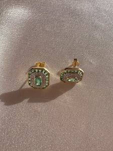 Emerald Diamond Deco Target Earrings