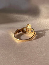 Load image into Gallery viewer, Vintage 9k Diamond Starburst Claddagh Ring