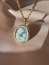 Load image into Gallery viewer, Vintage 10k Agate Diamond Mother Child Cameo Necklace