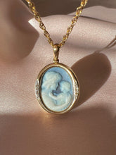 Load image into Gallery viewer, Vintage 10k Agate Diamond Mother Child Cameo Necklace