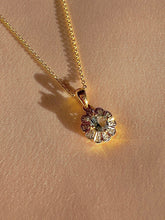 Load image into Gallery viewer, Vintage Aquamarine Diamond Flower Necklace