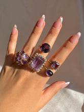 Load image into Gallery viewer, Vintage 14k Amethyst Diamond Halo Cocktail Ring 0.66ctw