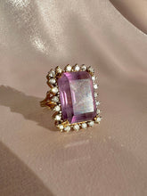 Load image into Gallery viewer, Vintage 14k Amethyst Diamond Halo Cocktail Ring 0.66ctw