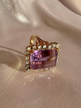 Load image into Gallery viewer, Vintage 14k Amethyst Diamond Halo Cocktail Ring 0.66ctw